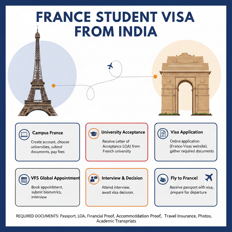 France to Ease Visa Rules Increase Indian Student Intake From 10,000 to 30,000 2 How to apply for a France student visa from India
