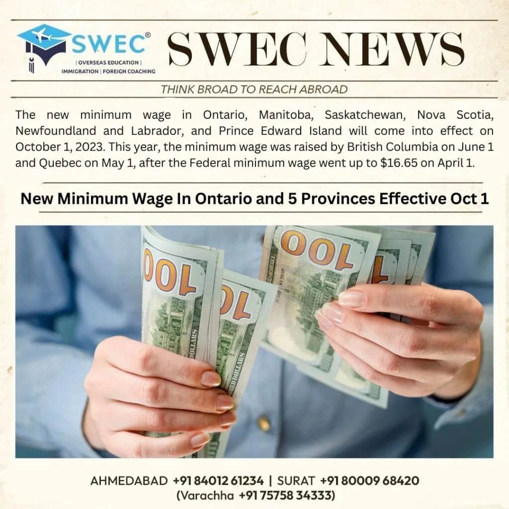 New Minimum Wage In Ontario And 5 Provinces Effective Oct 1 | SWEC ...