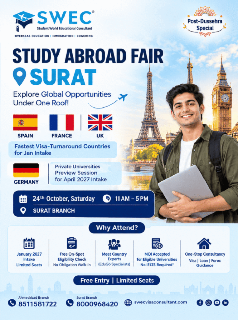 Study Abroad Fair Surat 2026 | Spain, France, UK & Germany | SWEC