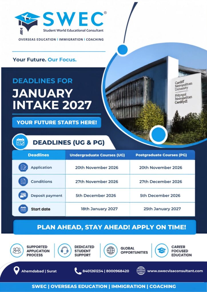 deadline for january intake 2027